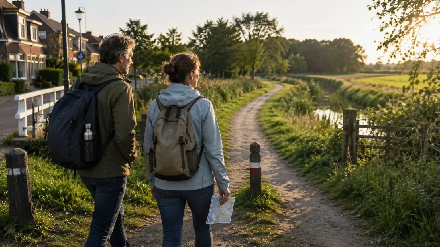 Microadventures dichtbij huis met wandelaars die de Nederlandse natuur intrekken