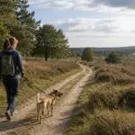 Wandelen met de hond over een natuurpad in Nederland