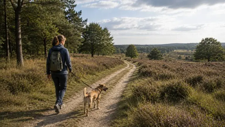 Wandelen met de hond over een natuurpad in Nederland